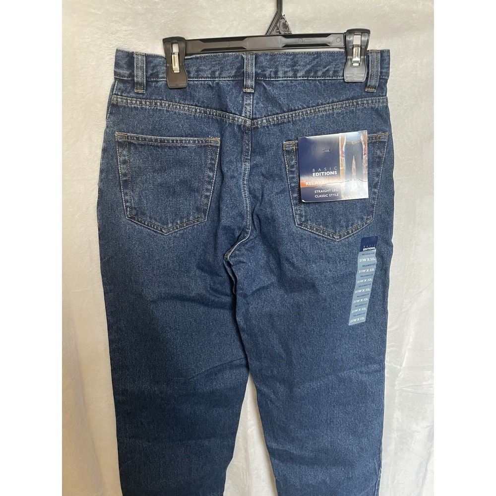 Vintage Basic Editions Relaxed Fit Straight Leg Mens 31 X 32 Blue‎ Jeans NWT
